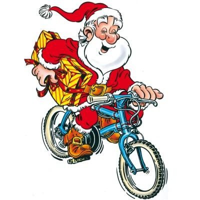 Carte Joyeux Noël et Nouvel An Joyeuses Fêtes Bicyclette